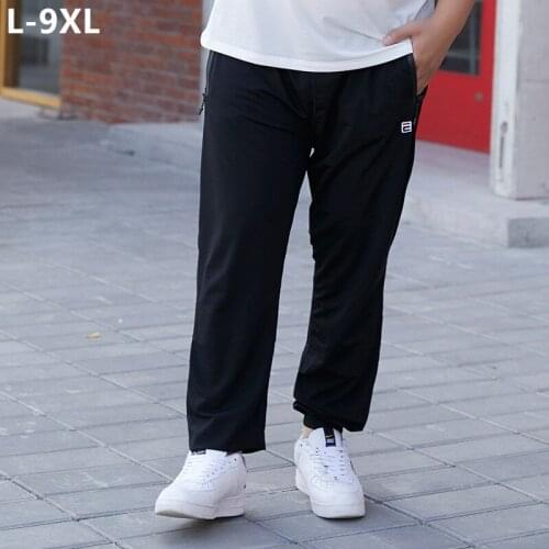 Sweatpants Men Jogging Running Sport High Waist Black Sweat Trainning Mesh Summer Plus Size 6XL 7XL 9XL Loose Ice Silk Trousers