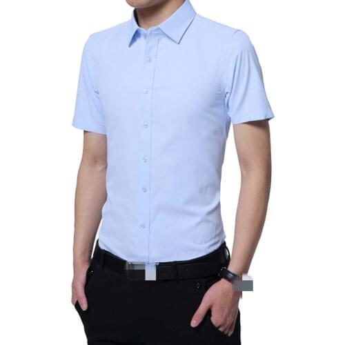 YG6188-C1048 Summer 2020 new mens fashion short-sleeved youth trim business pure color shirt cheap wholesale free shipping
