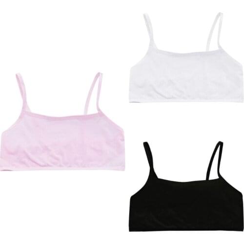 Girls Vest Puberty Teenage Girl Cotton Underwear Student Brassiere Training One Size Solid Color