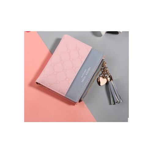 1pcs/lot korean sty;e Womens Cute Fashion Purse Leather short Zip Wallet female panelled pu short tassel wallet