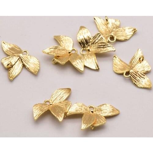 10Pcs/Lot 20mm*14mm 18K Brass Gold Plated Ginkgo Leaf Shape Pendant Earring Findings Making For Diy Jewelry Accessories JA0141