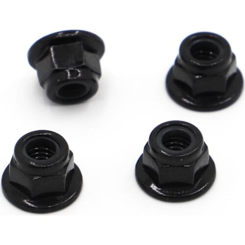 10pcs M3 M4 M5 M6 M8 Black Carbon Steel Hex Flange Nylon Insert Lock Nut Self-locking Nylock Locknut