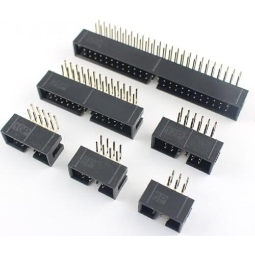 10pcs 2.54mm Pitch DC3 Male Connector 6 8 10 12 14 16 18 20 24 26 30 34 40 50 Pin Right Angle Box Header IDC Socket 6P 8P 10P