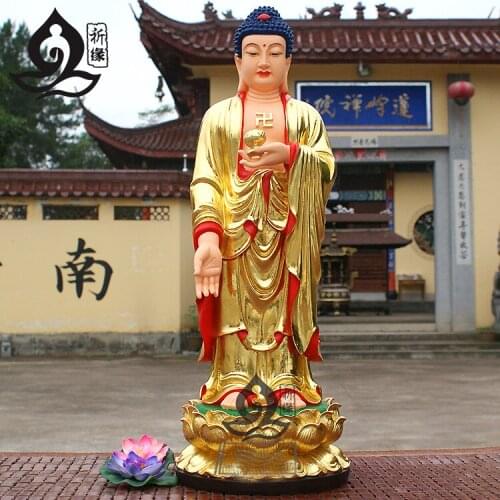 2019 Special Offer--48cm large -Bless family HOME Spiritual Effective protection # Lotus the Medicine Buddha RULAI Buddha statue