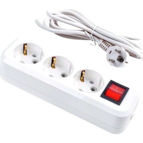 White European 250V 10A 16A 3m 5m 3/4/5 Jack France German Russia Korea Power Strip EU Extension Schuko Outlet Switch Socket