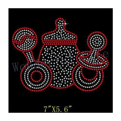 Free Shipping Baby Toys Milk Bottle iron on rhinestone transfer hotfix rhinestone iron on transfers design for clothinhg