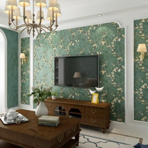Beige Green Non Woven Wallpaper 3D Floral Wall Sticker Home Bedroom Living Room Girls Room Decor Wallpapers Roll Papers