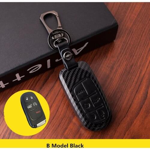Carbon fiber Car Key Case Cover For Jeep Grand Cherokee Compass Patriot Dodge Journey Chrysler 300C Renegade Car Key Shell