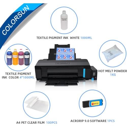 Colorsun A3 size L1800 DTF printer Transfer Film Printing Package Direct Transfer Film Printer with pigment ink and DTF PET film