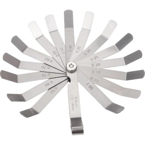 DRELD 1pc Metric 16 Blades Feeler Gauge Measuring Tools 0.05-1.00mm Thickness Gage Gap Filler Gauge for Measurement Tools