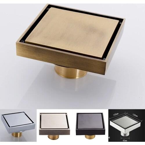 Free Shipping New 100% Brass Shower Drain Bathroom Floor Drain Tile Insert Square Anti-odor Floor Waste Grates 100X100