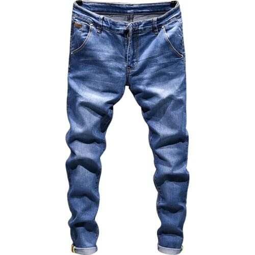 Brand denim biker jeans men Slim Fit Washed Vintage Ripped jeans for men Elastic Denim Pants skinny jeans men