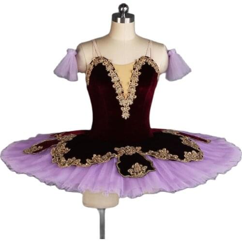 Purple Classical Ballet Tutu Adult Girls Professional Ballet Dance Costume Velvet Bodoice with 7 Layer Platter Tulle Tutu BLL410