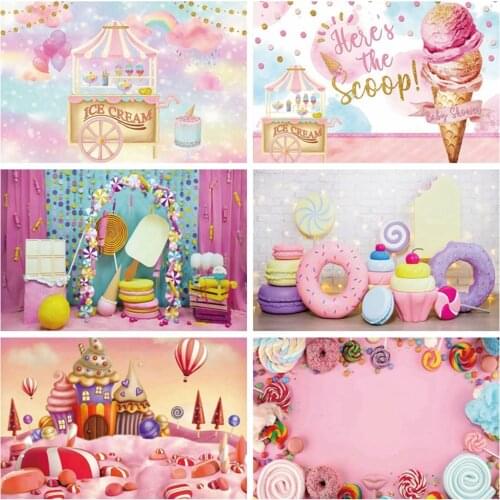 Yeele Ice Cream Cake Candy Sweet Store Lollipop Backdrop Newborn Baby Birthday Party Background Photography For Photo Studio