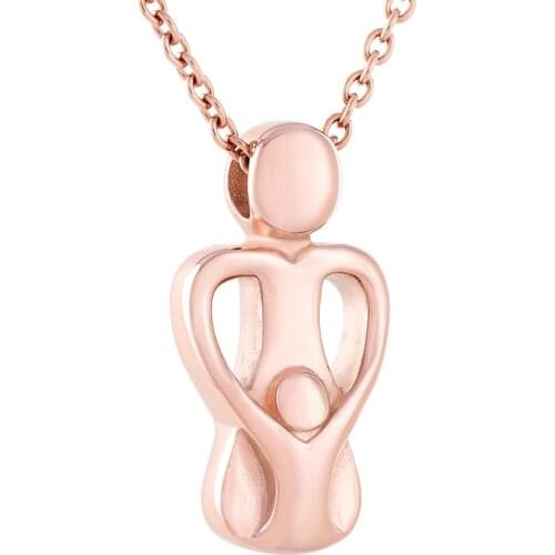 IJD9828 Mom Hold Kid Stainless Steel Cremation Pendant Necklace Funeral Ashes Keepsake Urn Holder Memory Fashion Necklace