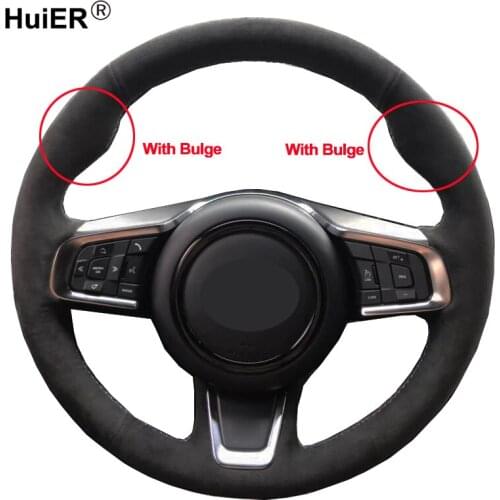 Hand Sewing Car Steering Wheel Cover Wrap Suede Volant For Jaguar E-Pace 2017-2020 F-Pace 2016-2020 XE 2015-2019 XF 2016-2020