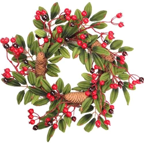 2pcs Artificial Pine Cone Natural Rattan Garland Christmas Wreaths Decor