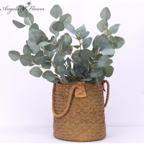 Artificial rattan vine silk eucalyptus pulp money leaf wedding cross-border hotel Christmas decor green plants wall material