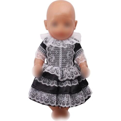 Doll clothes Beautiful princess black lace dress fit 43 cm baby dolls and 18 inch Girl dolls clothing accessories f388