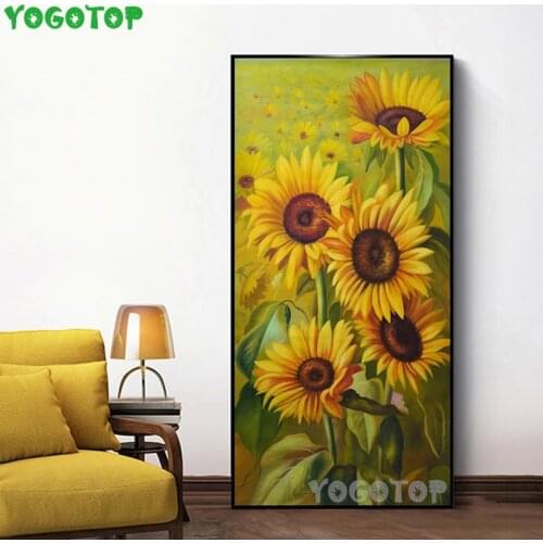 Full Drill Square/Round 5D DIY Diamond Painting Sunflower Flowers Diamond Embroidery Mosaic Cross Stitch Wall Art YY5164