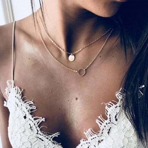 Necklace Stylish Comfortable 2 Colors Round Double Layers Necklace for Birthday