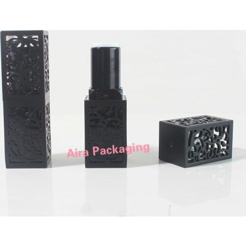 12.1mm Retro Style Empty Plastic Lipstick Tube High-end Classic Lipstick Container Black Hollow Lip Balm Package 40pcs/lot