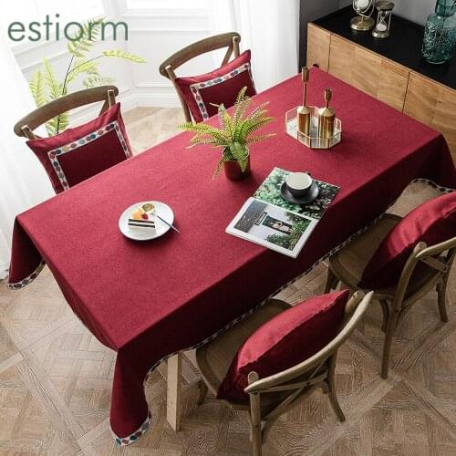 Luxury Waterproof Rectangular Tablecloth,Solid Color Kitchen Dining Table Cover, Embroidered Table cloth for party and Wedding