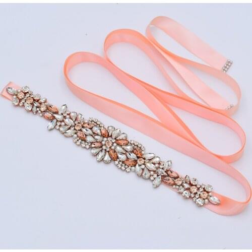 ZMS423 Fashion Rose Golden Wedding Belt Bridal Belt Mariage Sash Bridesmaid Belt Wedding Accessories Belt for Evening Dresses