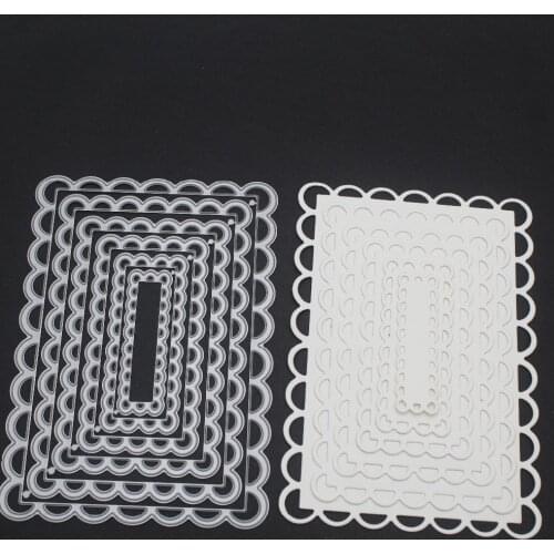 Swovo Nested Stitched Scallop Rectangle Frame Metal Cutting Dies DIY Etched Dies Craft Paper Card Making Scrapbooking Embossing
