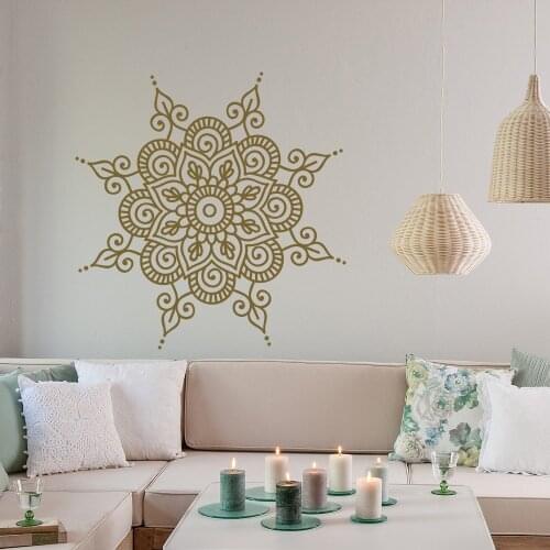 Mandala Flowers Silhouette For Window Wall Design Living Room Bedroom Decal Art Removable Adhesives Murals Vinyl Stickers S-433