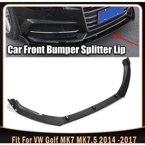 3PCS Car Front Bumper Splitter Lip Spoiler Diffuser Protector Wing For Volkswagen Golf MK7 MK7.5 2014-2017 Black / Carbon Look