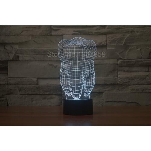Teeth Type 3D Led Lamp Dental Creative gift Colorful 3D Tooth Gradient Light Dental Clinic Artwork Artware Night Teeth Shape