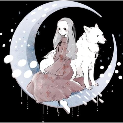 Iron on Anime Moon Wolf Princess Patches for Clothes Applique Heat Transfer Vinyl Stickers for Clothing Thermal Press