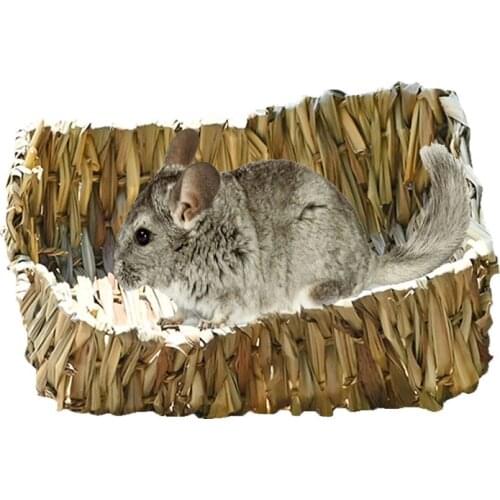 Grass Woven Bed with Natural Reed Hay Environmently Friendly Durable Small Suit for Small Pet for Hamster Gerbil Rabbit UD88