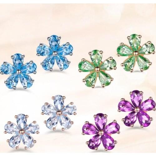 Luxury Rose Gold Color Flower Stud Earrings for Women Sparking Crystal Zircon Elegant Stud Ear Earrings Exquisite Jewelry