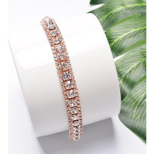 DIWENFU 18K Rose Gold Color Austrian Crystal Bracelet for Women Fine Pulseira Feminina Silver 925 Jewelry Gemstone Bracelet Girl