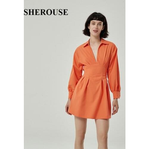 2021 New Summer Women Lace Up Tunic Dress Long Sleeves Hollow Out Short Dress Chic Lady Casual Fashion Woman Clothes