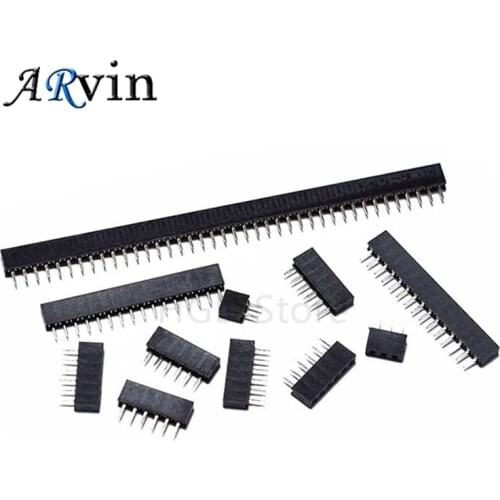 1.27mm 1.27 Pin Header Single Row Female Breakaway PCB Board Connector Pinheader 1*2/3/4/5/6/8/10/12/20-40p Plastic height 4.3mm