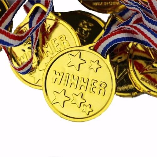 1/5/10pcs Gold Plastic Children Winners Medals Sports Day Winner Party Bag Awards Encourage Learning For Children Photo Props