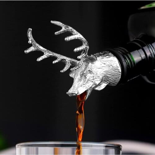 1Pcs Jagermeister Wine Pourer Zinc Alloy Deer Elk Lion Bull Head Wine Stopper Drinks Bar Tools Night Club Bar Accessories