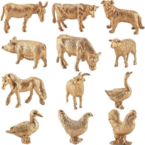 12pcs/set Wild Zoo Animal Figures Simulation Model Figurine Statue Golden Educational Forest Toys For Childs Birthday Refined