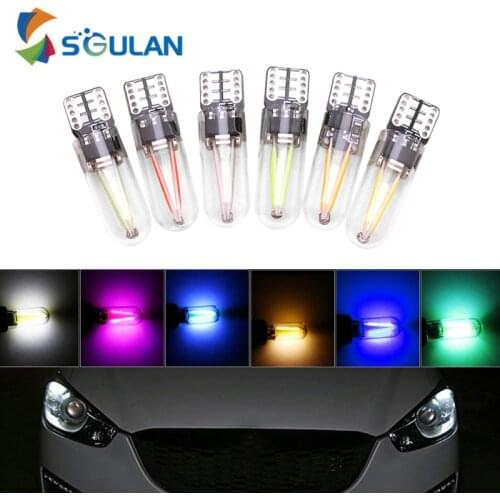 2pcs Car Led Lightings T10 W5W 194 Cob Glass Car Lights Filament Auto License Plate Wide Bulbs Reading Dome Lamp 12v 5w Diode