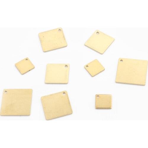 20pcs Charms Square Disc Pendant Raw Brass Jewelry Diy Earring Bracelet Making Findings Material