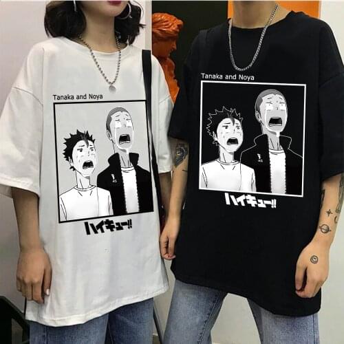 2021 Anime Haikyuu Tanaka X Nishinoya Manga T Shirt Funny Cartoon Harajuku T-shirt Men Tee Shirt