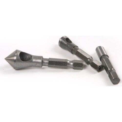 3pcs 1/4" Hex Shank 90 Chamfer Wood Countersink Drill Bit Deburring Craft Tool