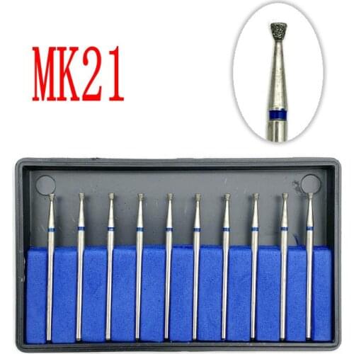 10pcs Diamond Nail Drill Milling Cutter Dental Grinding Polish Burs Craft Polisher Dentistry Tools 2.35mm Shank MK21