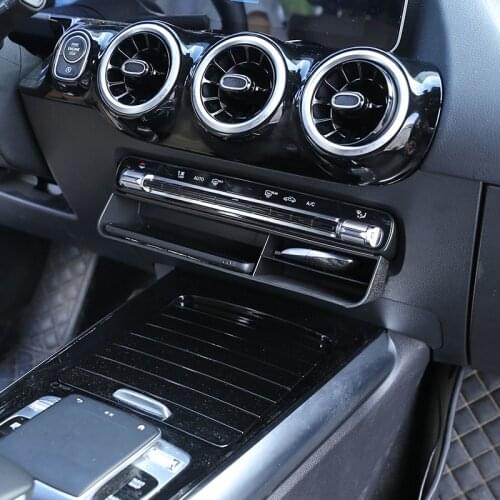 Car Central Control Storage Box Tray Trim ABS Black For Mercedes-Benz B GLB GLE GLS Class W247 X247 W167 X167 2020 Accessories