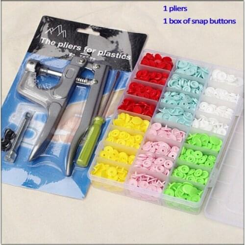 Free Shipping 1 Set Snap Plier & 1 box of 180 Set T5 Snap button fastener plastic Resin Buttons hand press tool Pliers 002