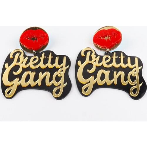 Free Shipping!Sexy Lips Pretty Gang Acrylic Mirror Earrings