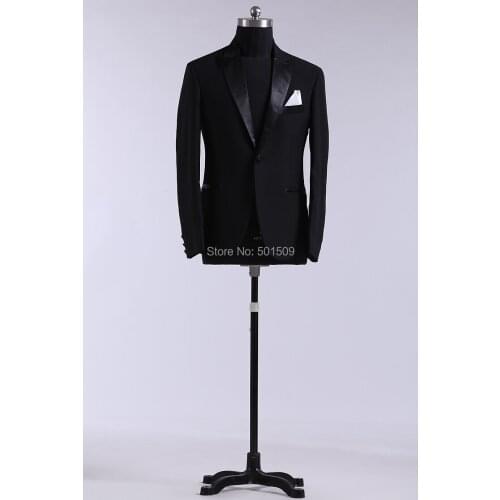 Free ship mens black satin collar tuxedo suit/stage performance